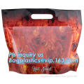 Anti Fog Material Resealabele Plastic Hot Chicken Bag, slide zipper pet microwave oven roasting bag, OEM logo plastic PE packagi